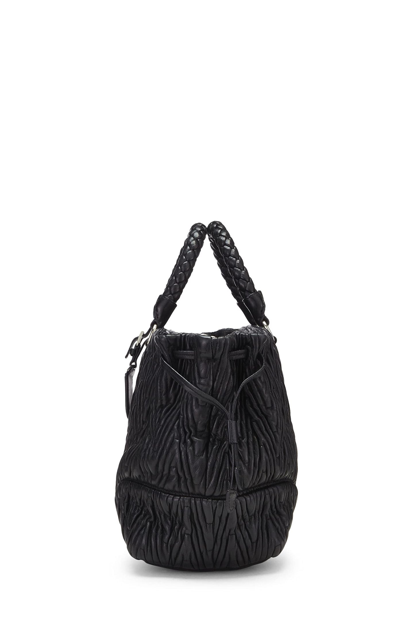 Prada, sac à main en nappa noir Chevron Antik d'occasion, noir