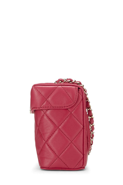 Chanel, sac à main en cuir d'agneau matelassé rose, petit modèle, d'occasion