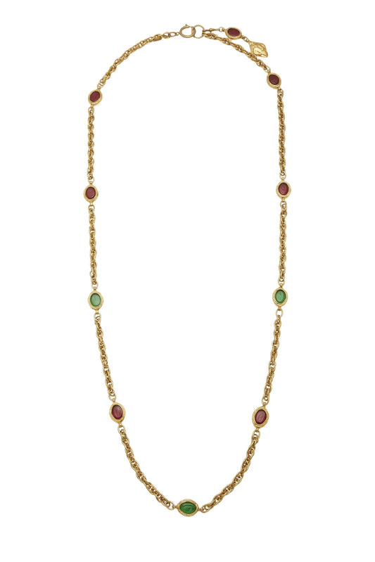 Chanel, Pre-Loved Multicolor & Gold Gripoix Necklace Long, Multi