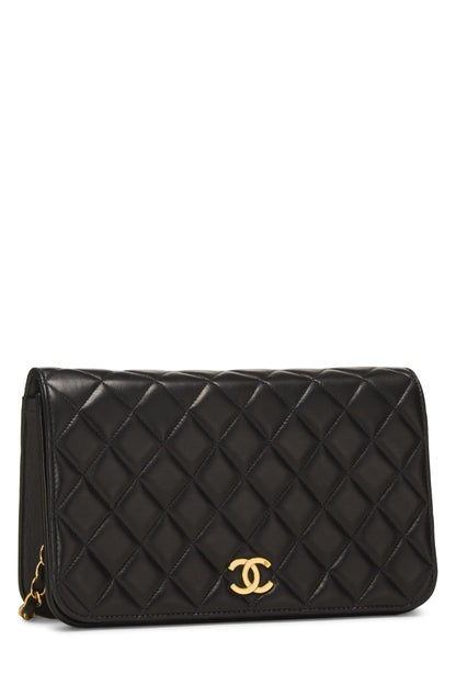 Chanel, Pre-Loved Black Quilted Lambskin Snap Full Flap Small, Black