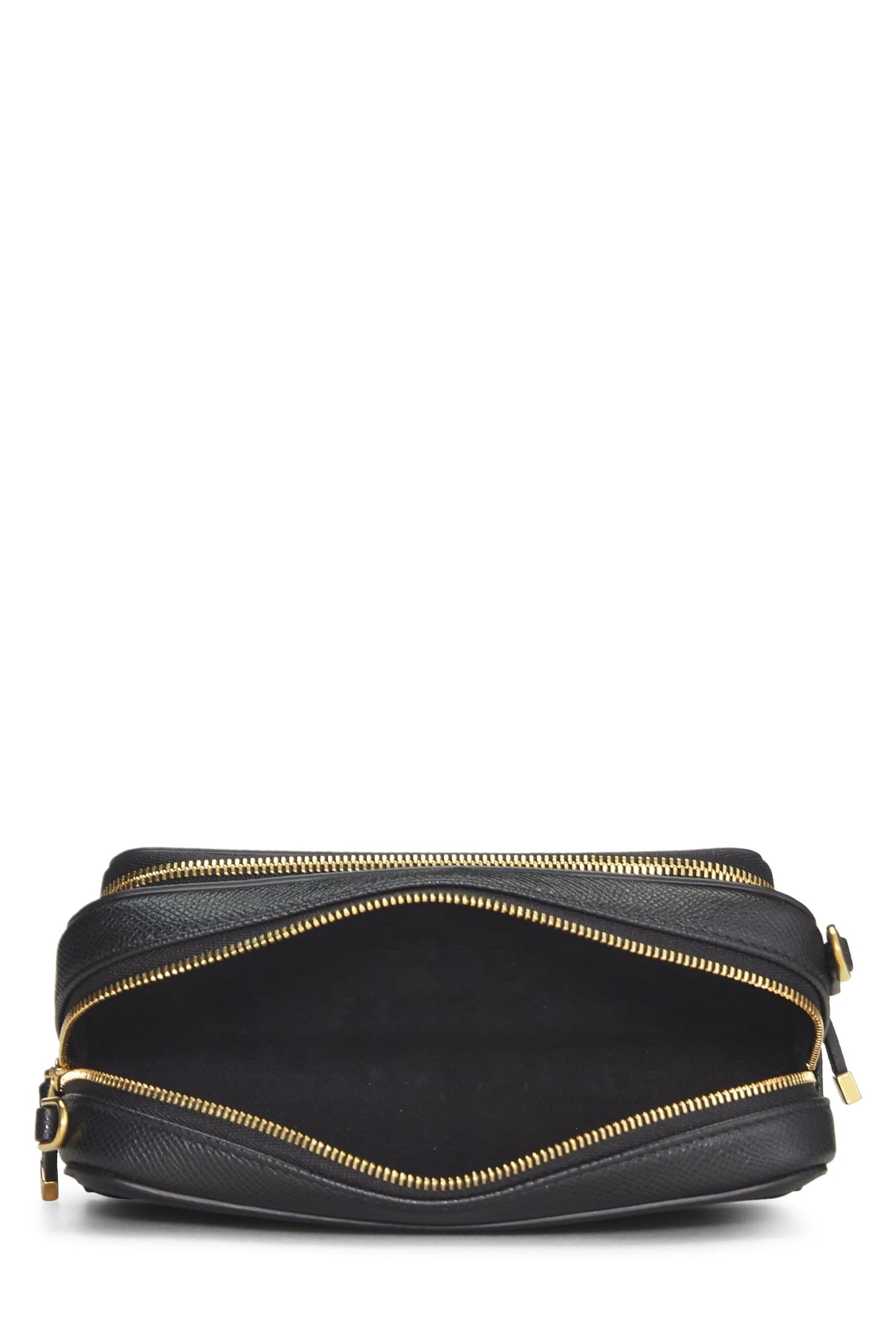 Dior, Sac bandoulière double pochette Caro en cuir de veau noir d'occasion, noir