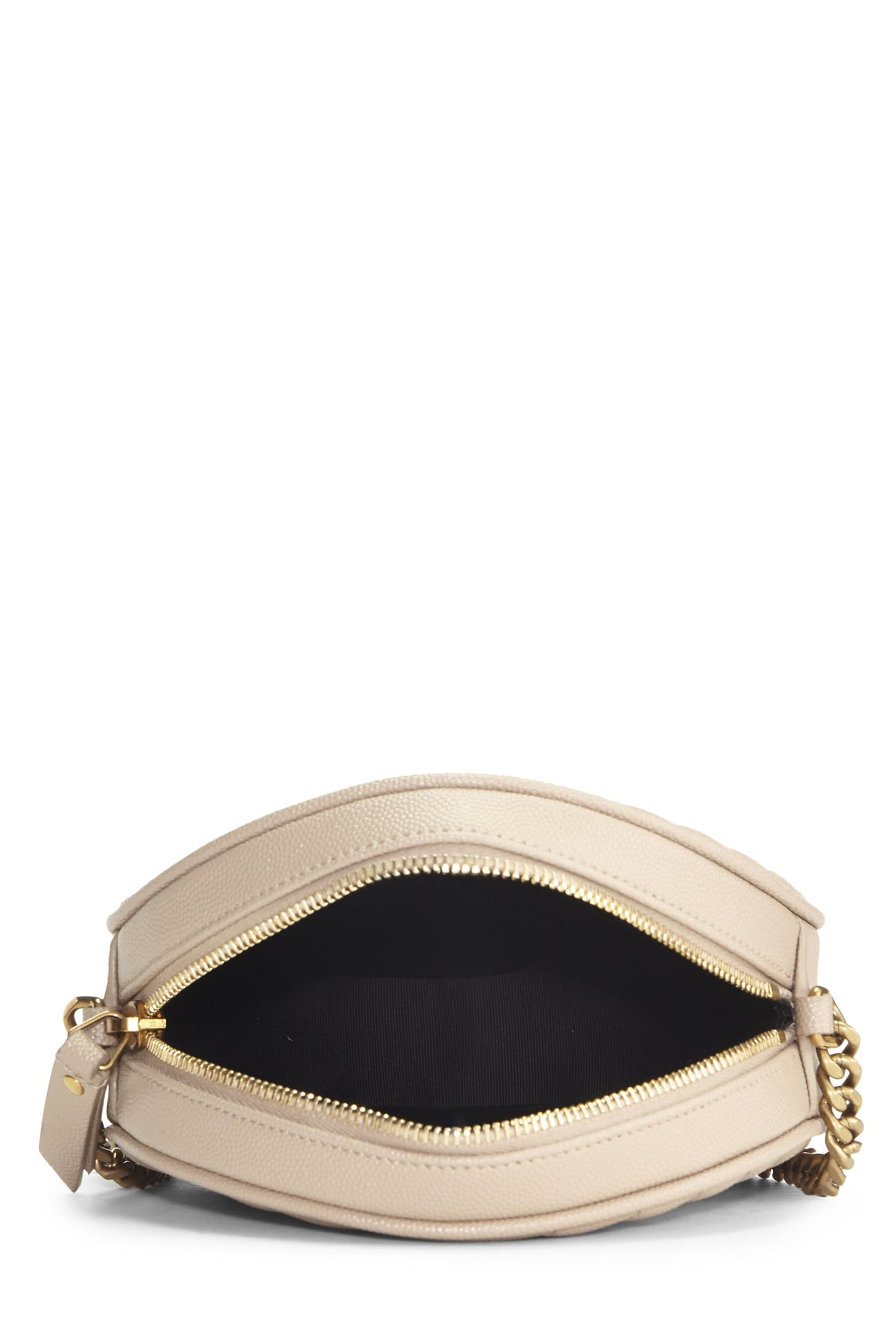 Yves Saint Laurent, Pre-Loved Beige Grainy Leather Round Camera Bag, Cream