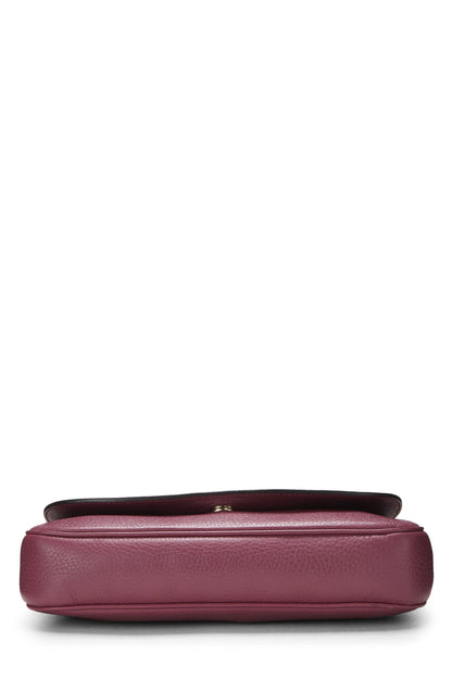 Gucci, sac à bandoulière à rabat avec chaîne Soho en cuir grainé violet d'occasion, violet