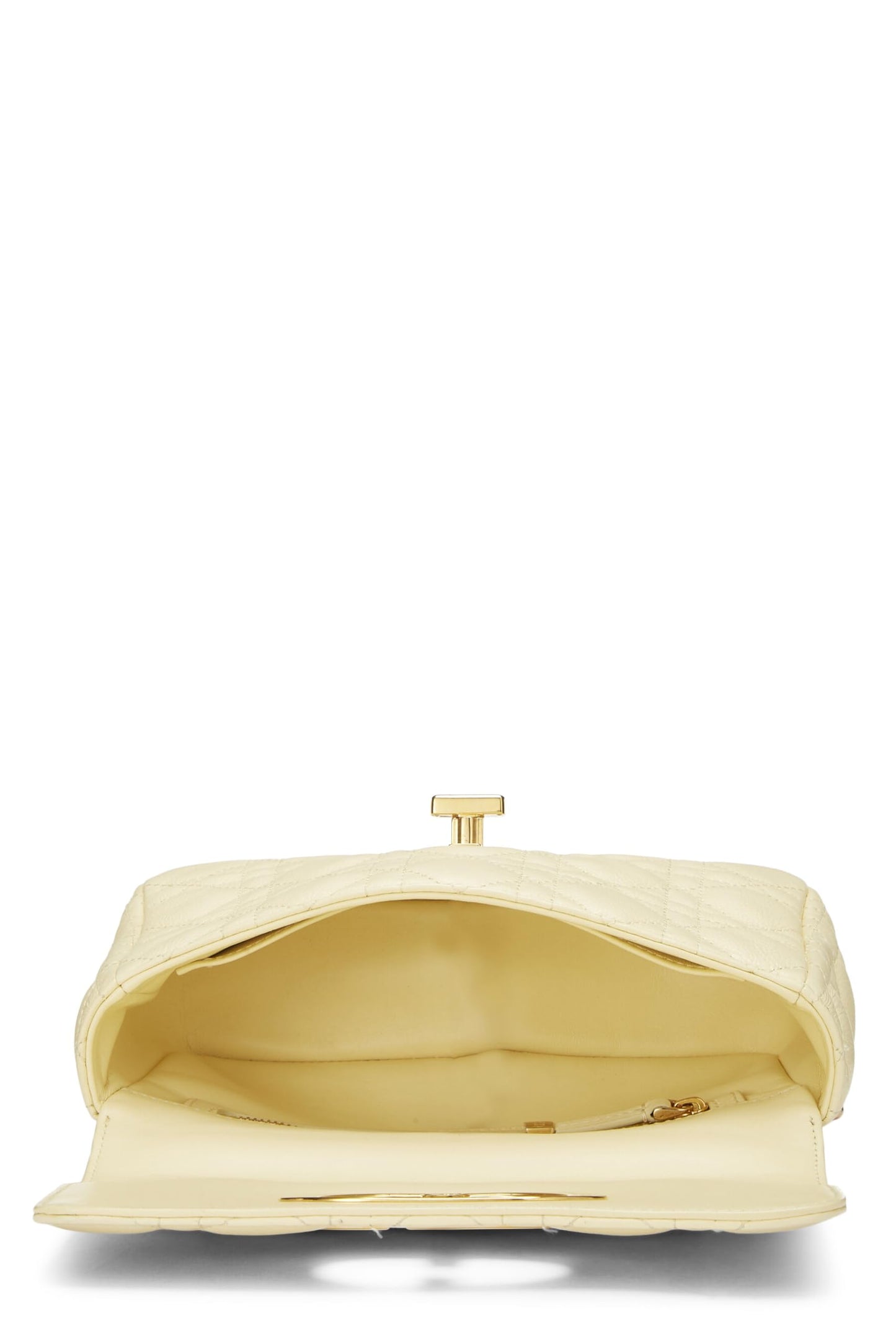 Dior, sac Caro Small en cuir de veau Cannage jaune d'occasion, jaune