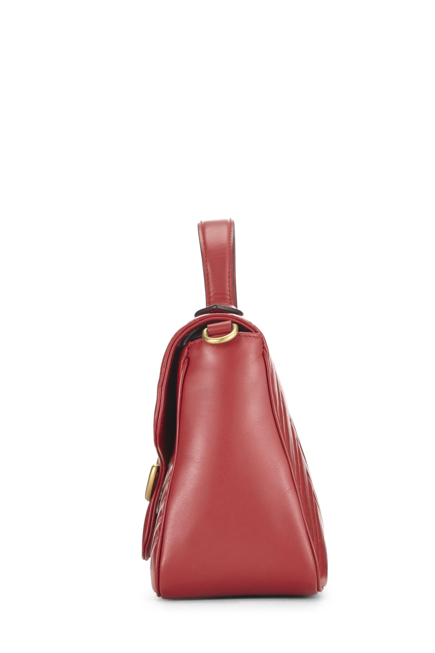 Gucci, Bolso de hombro pequeño GG Marmont con asa superior de cuero rojo Pre-Loved, Rojo