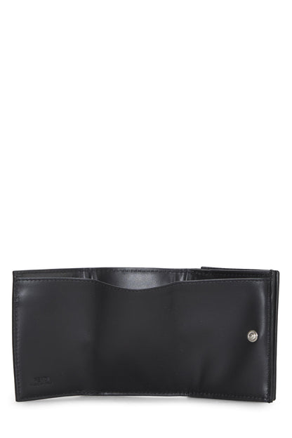 Fendi, Pre-Loved Black Zucchino Leather Trifold Wallet, Black