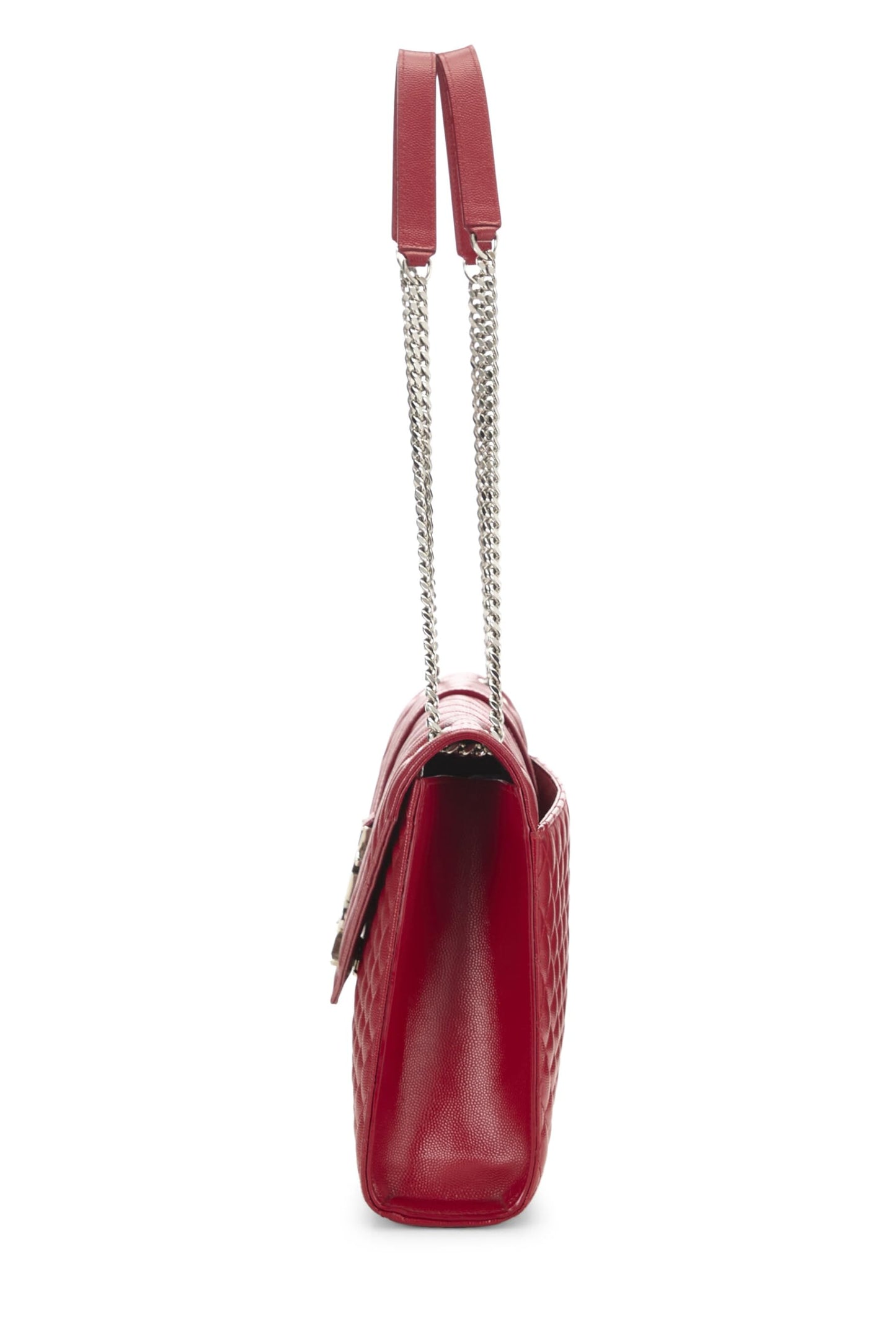 Yves Saint Laurent, sac à bandoulière enveloppe en cuir de veau rouge grainé à trois matelassages, taille moyenne, rouge