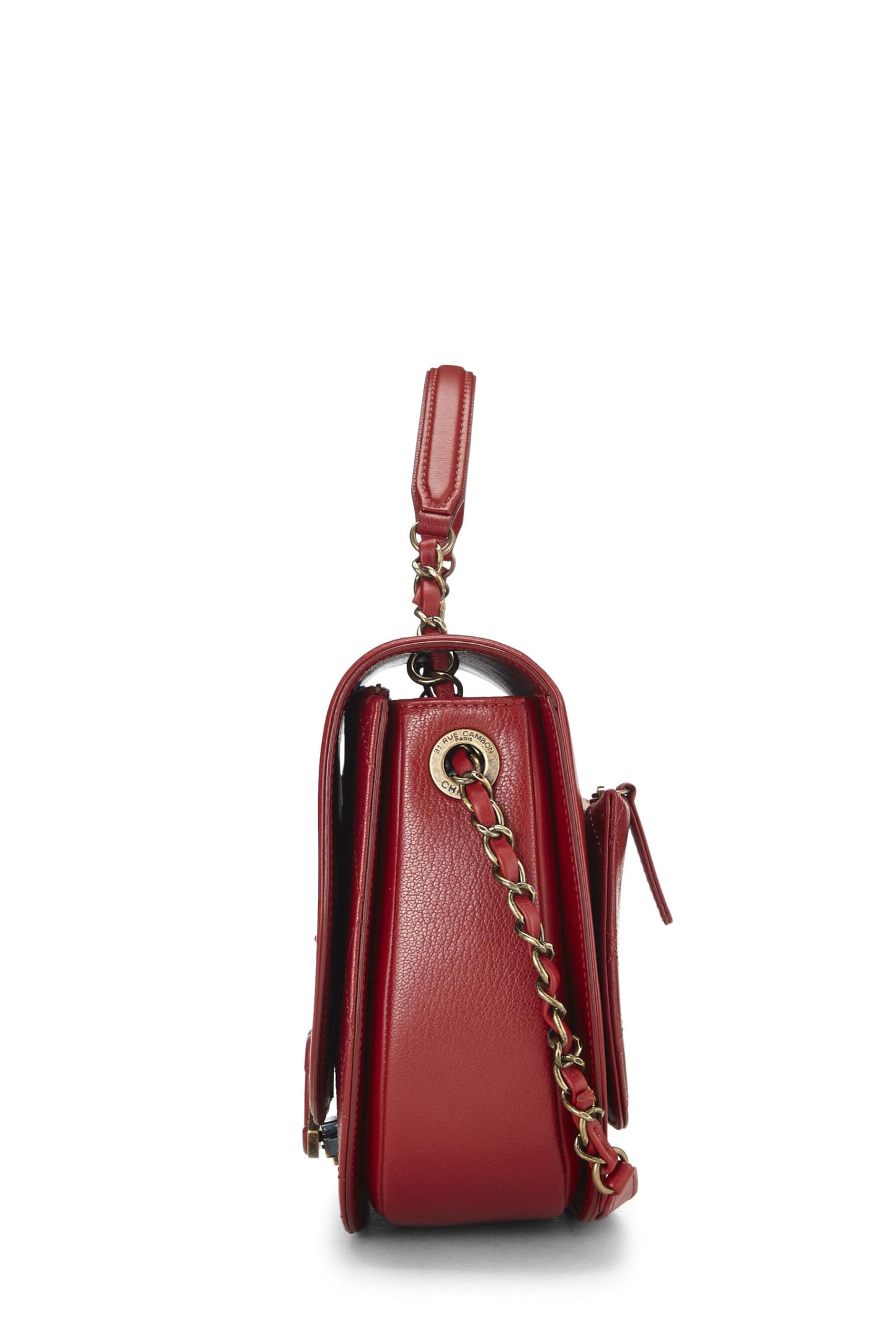 Chanel, Pre-Loved Red Calfskin Coco Curve Flap Medium, Red