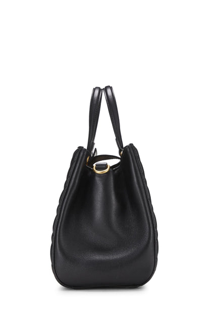 Gucci, Pre-Loved Black Leather GG Marmont Top Handle Bag Small, Black