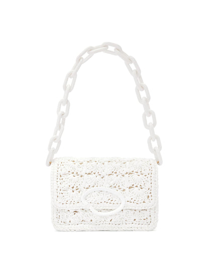 Oscar de la Renta, Hand-Crocheted Raffia O Pochette, Ivory