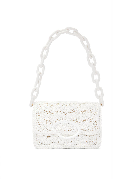 Oscar de la Renta, Hand-Crocheted Raffia O Pochette, Ivory