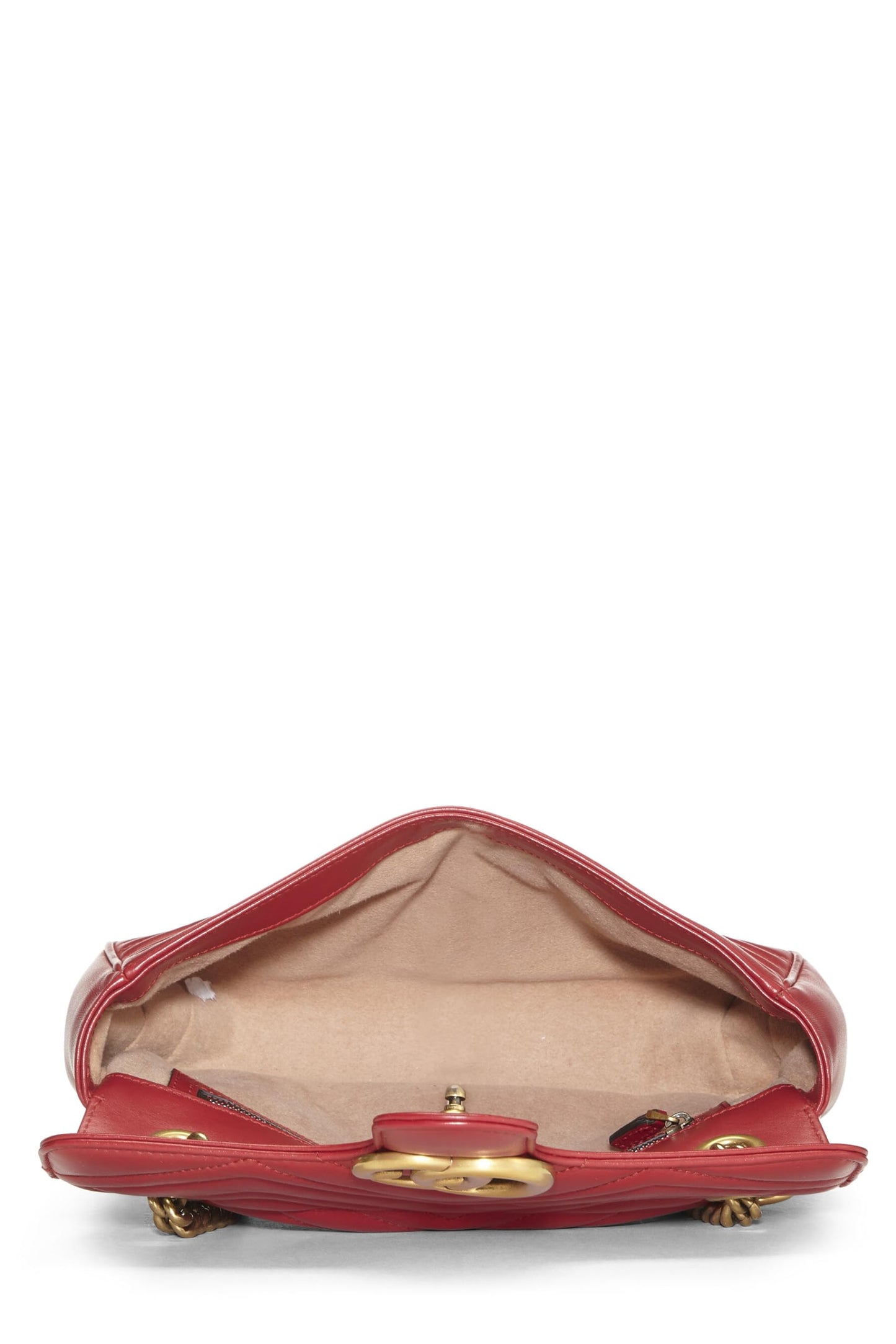 Gucci, sac à bandoulière GG Marmont en cuir rouge d'occasion, petit modèle, rouge