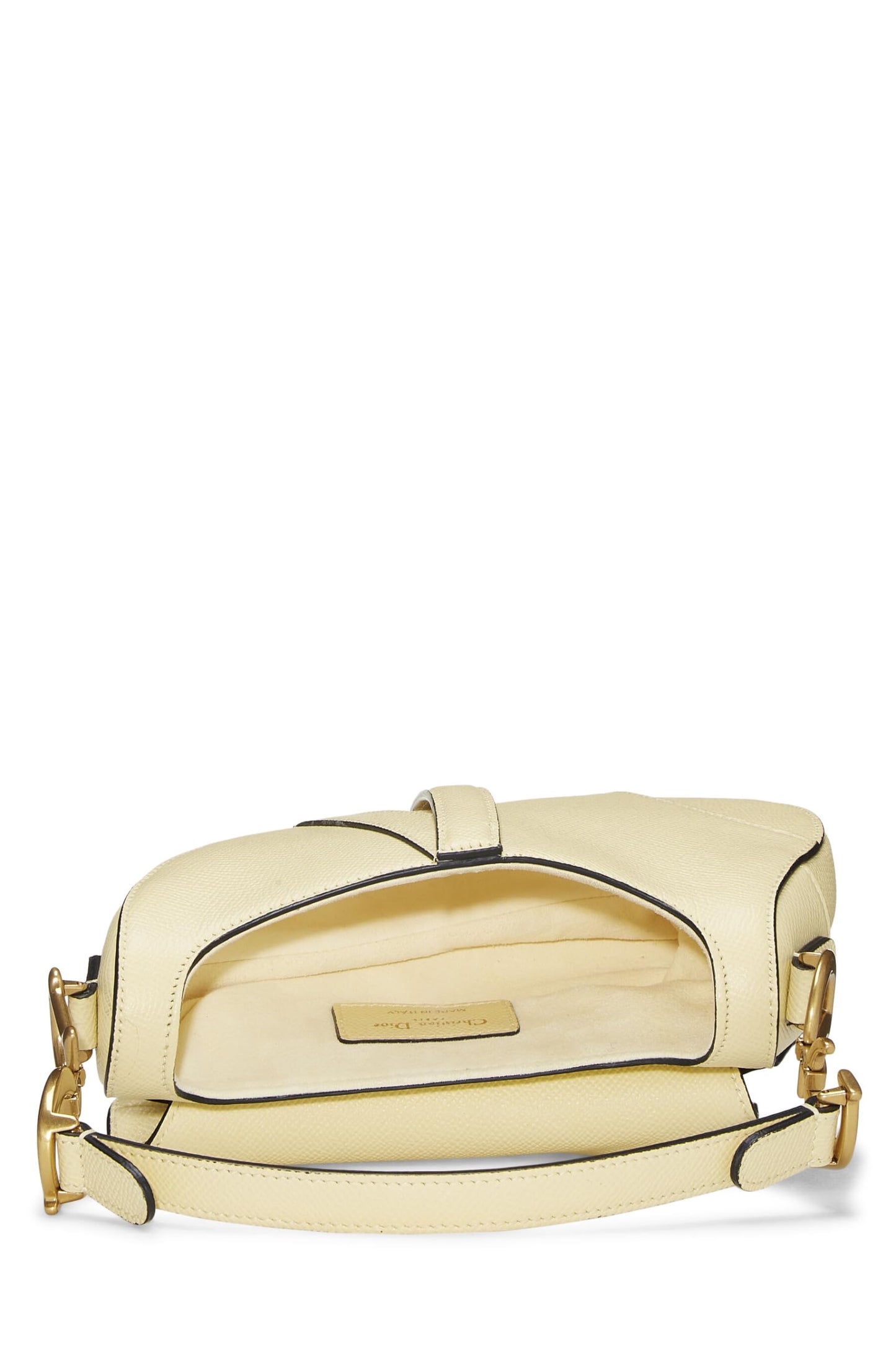 Dior, Mini sac à main Saddle Bag en cuir crème d'occasion, jaune