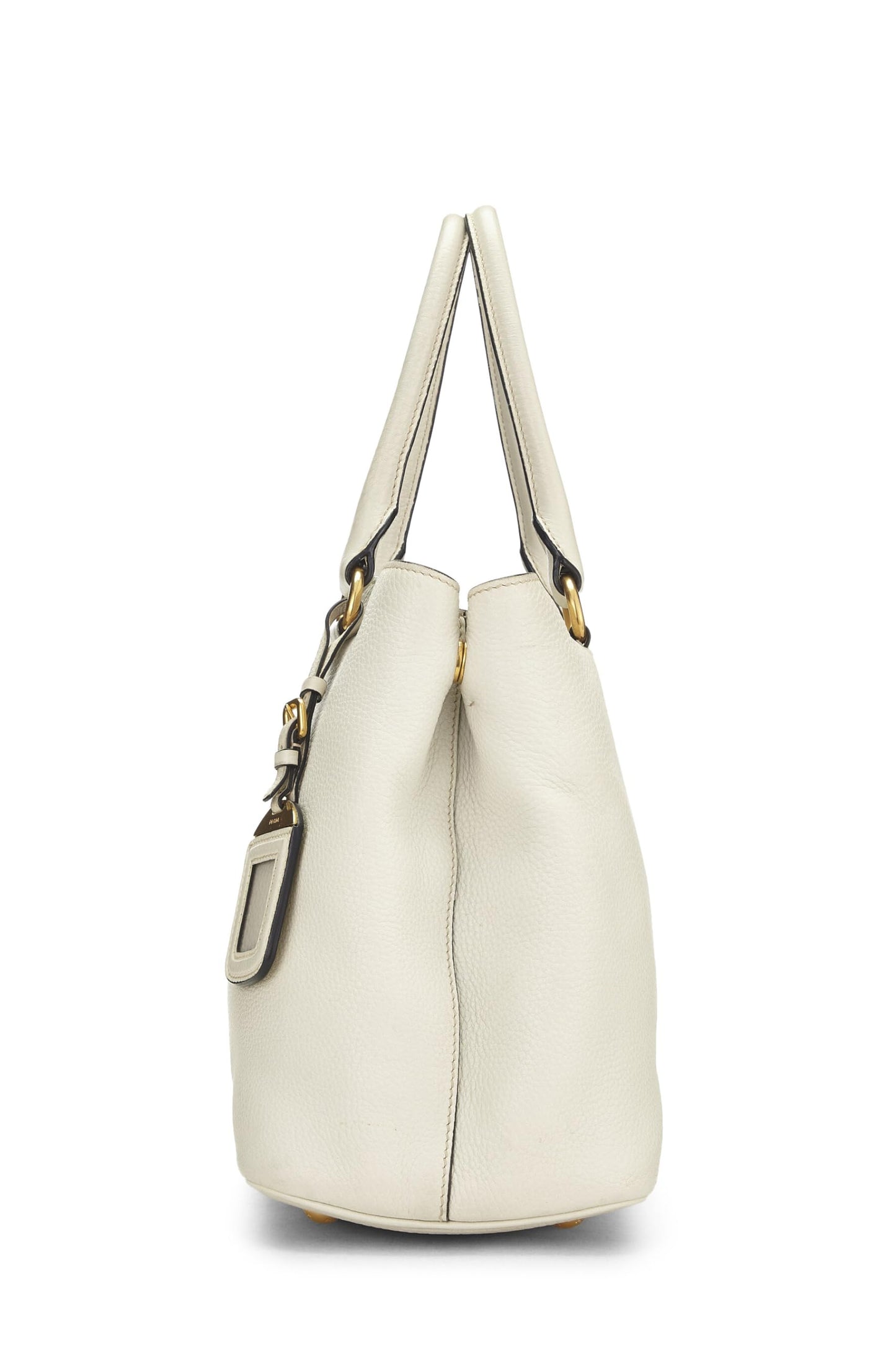 Prada, Pre-Loved White Vitello Daino Phenix Convertible Top Handle Small, White