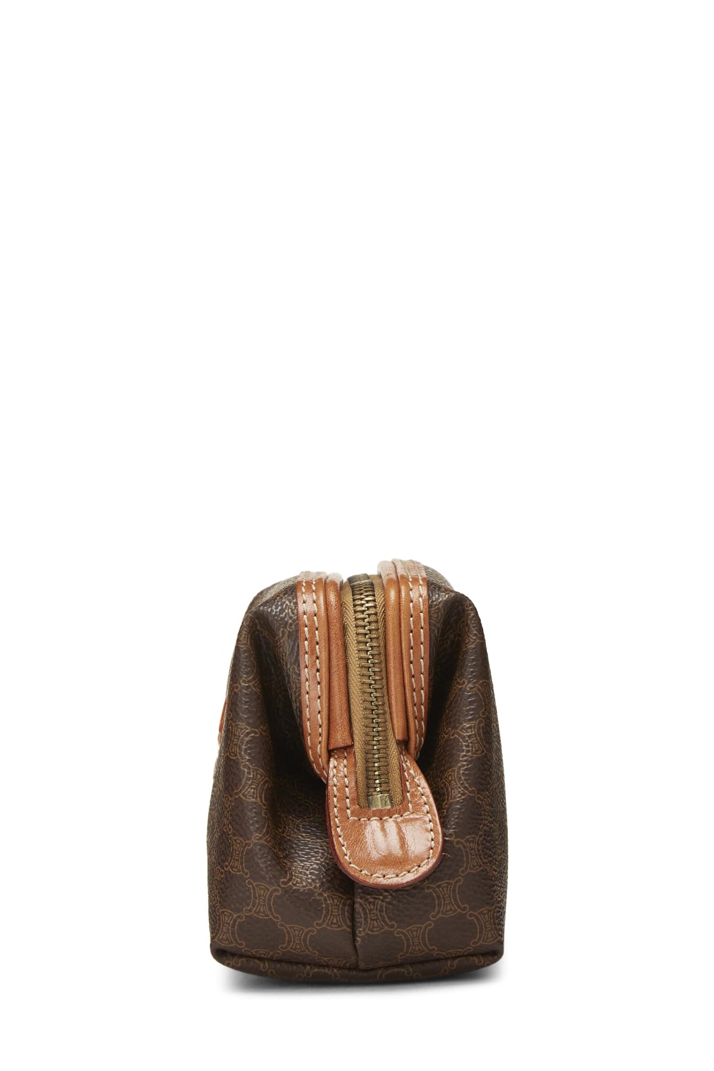 Céline, Pre-Loved Brown Coated Canvas Macadam Pouch, Brown