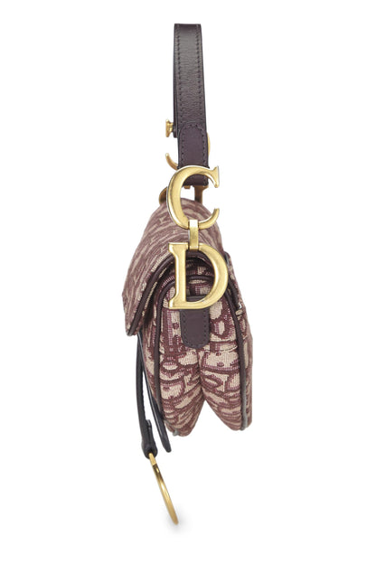 Dior, Mini bolso Saddle oblicuo en color burdeos Pre-Loved, Burdeos