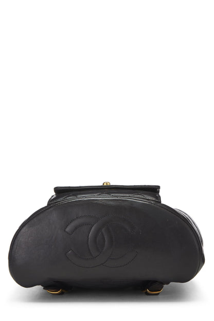 Chanel, Mochila clásica mediana 'CC' de piel de cordero acolchada negra Pre-Loved, Negro