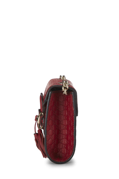 Gucci, sac à bandoulière Emily Chain en cuir Microguccissima rose d'occasion, rouge