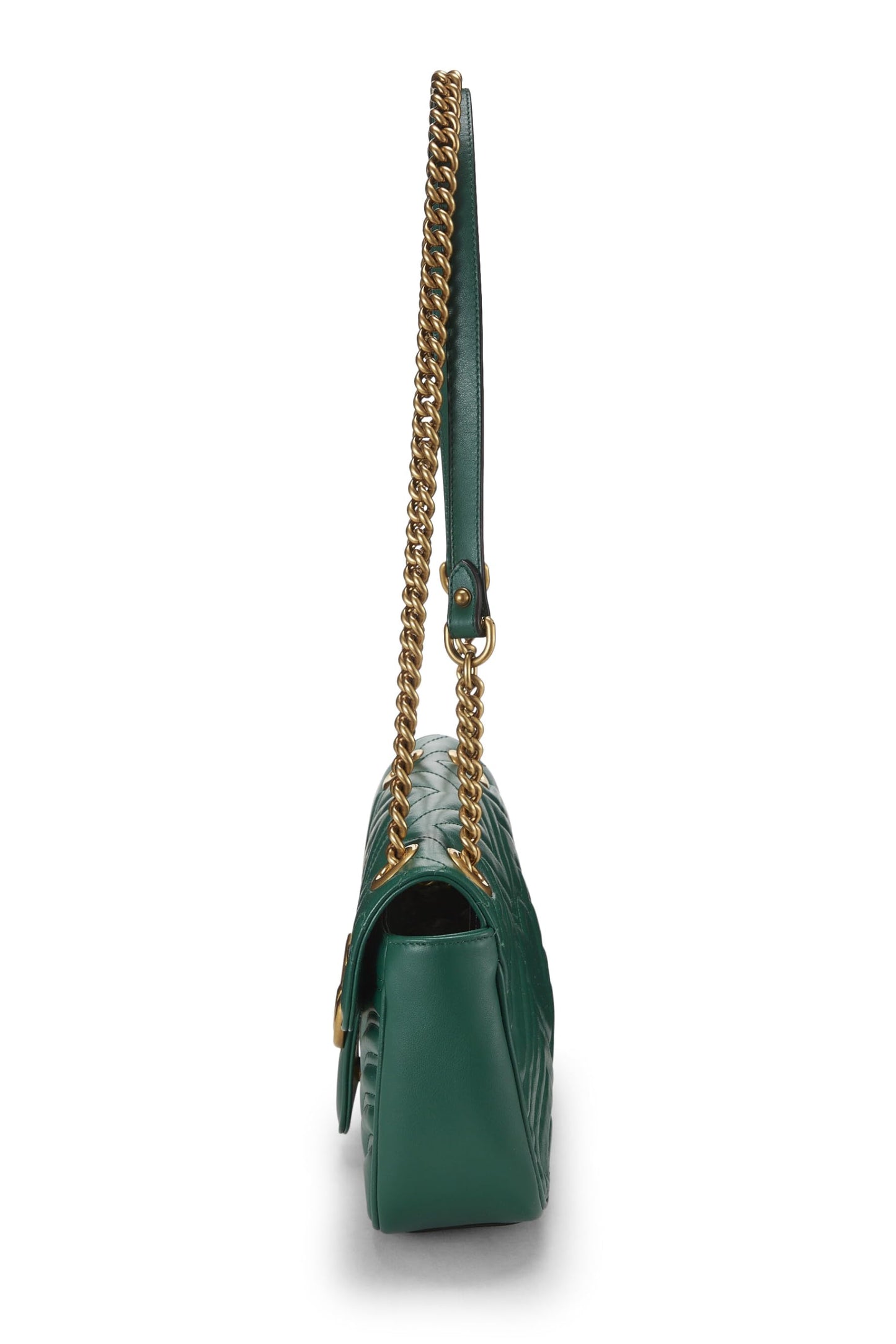 Gucci, sac à bandoulière GG Marmont en cuir vert d'occasion, petit modèle, vert