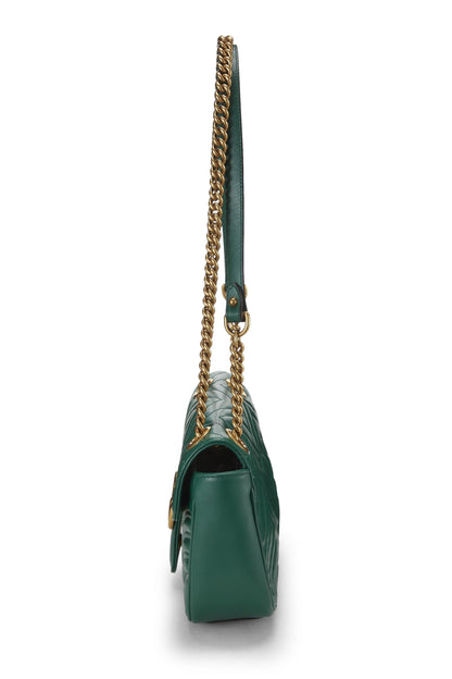 Gucci, sac à bandoulière GG Marmont en cuir vert d'occasion, petit modèle, vert