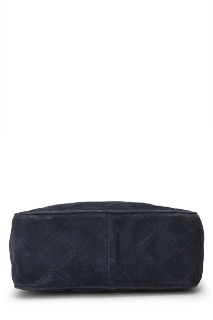 Chanel, Pre-Loved Navy Suede Diamond 'CC' Camera Bag Mini, Navy