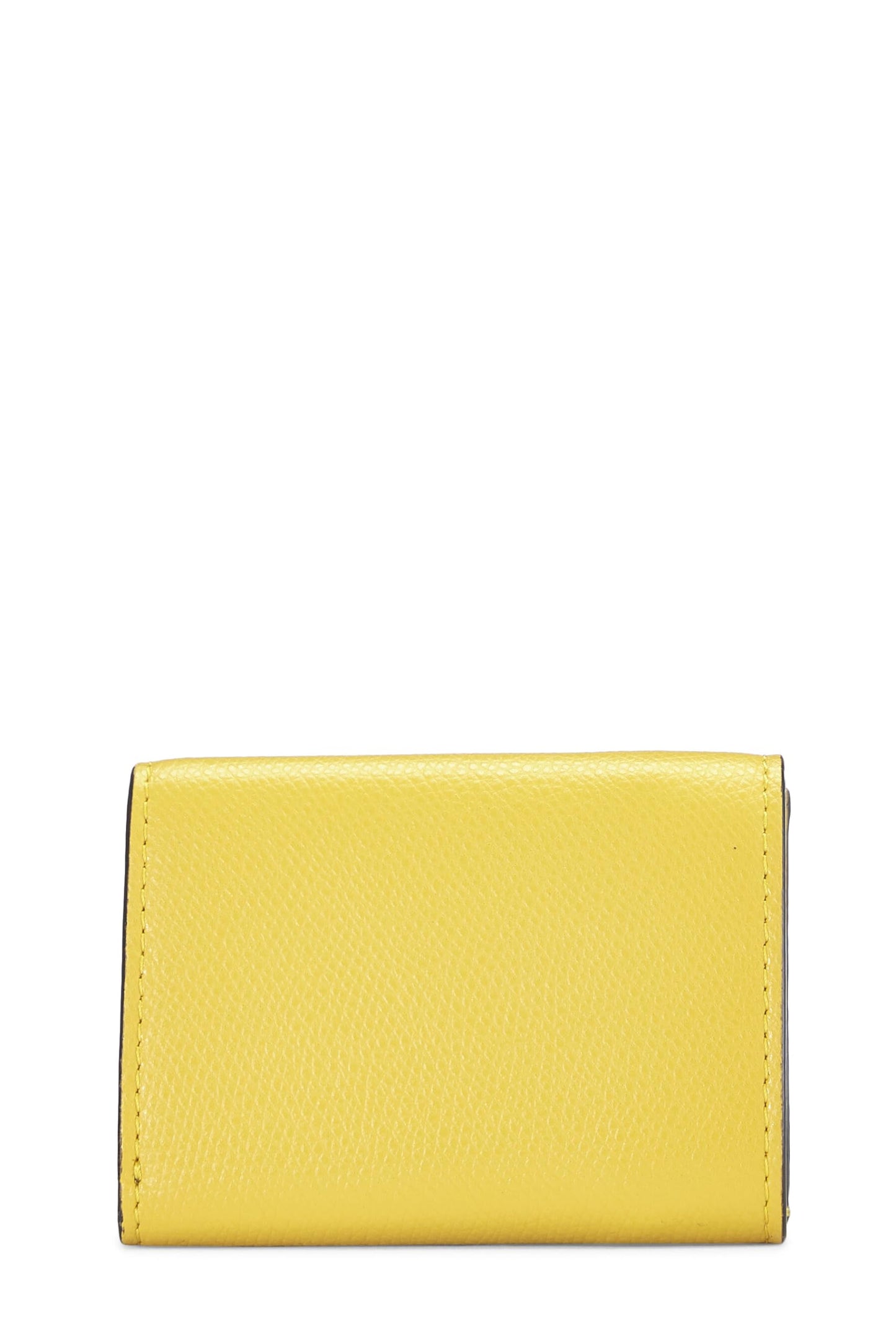 Fendi, Pre-Loved Yellow Leather 'F is Fendi' Compact Wallet, Yellow