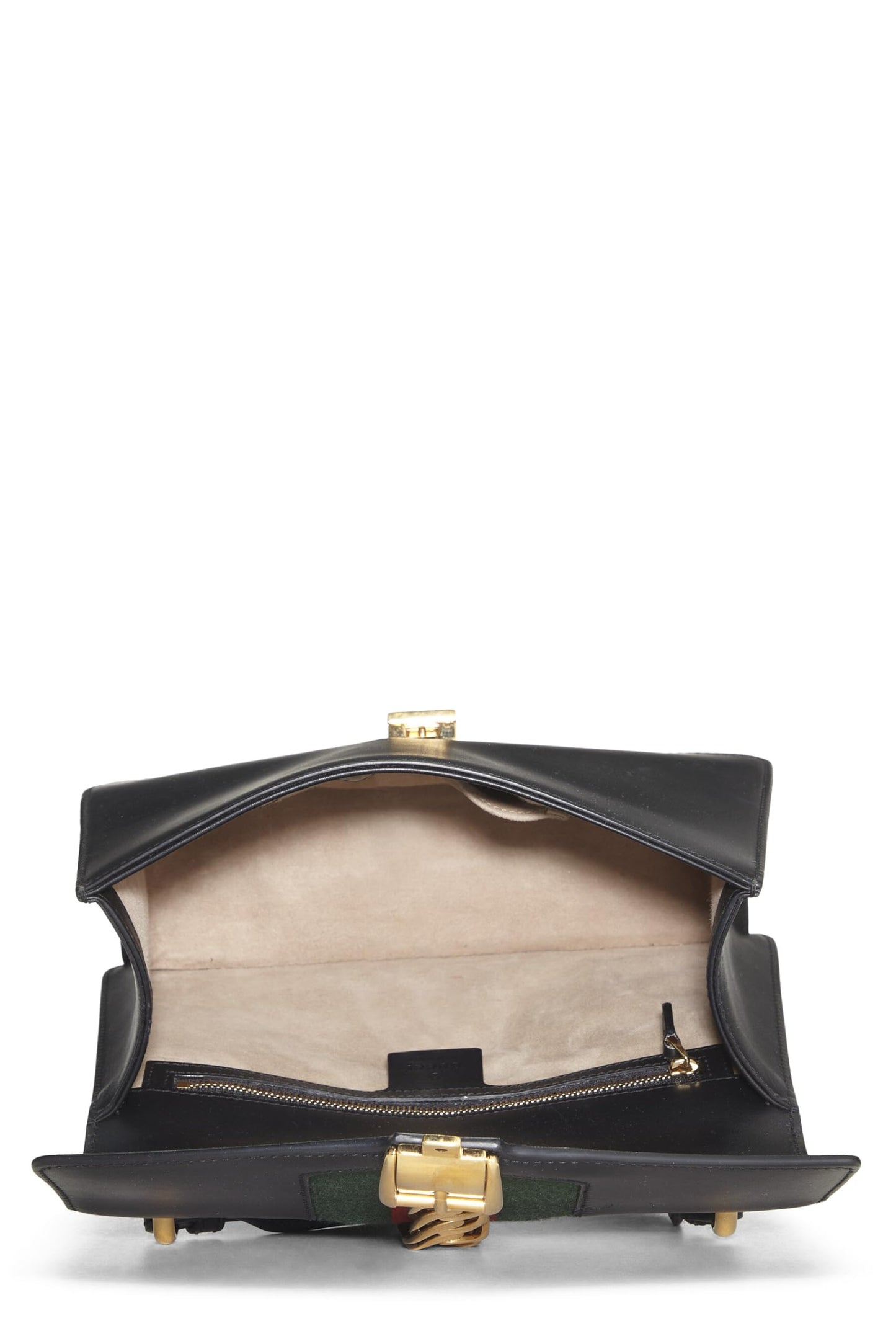 Gucci, Web de cuero negro Pre-Loved Sylvie pequeña, Negro