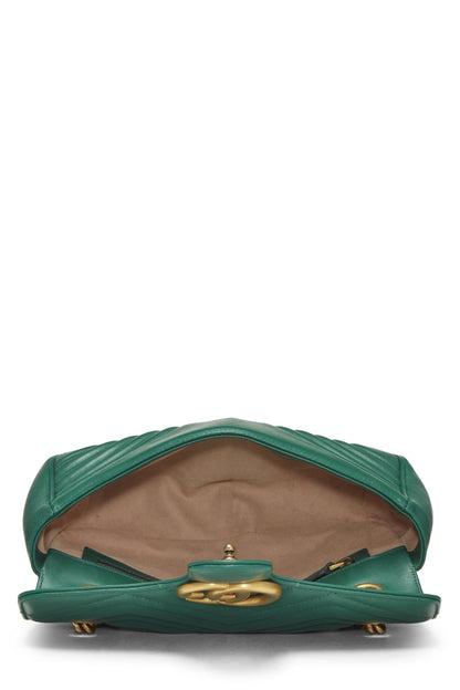 Gucci, Pre-Loved Green Leather GG Marmont Shoulder Bag Small, Green