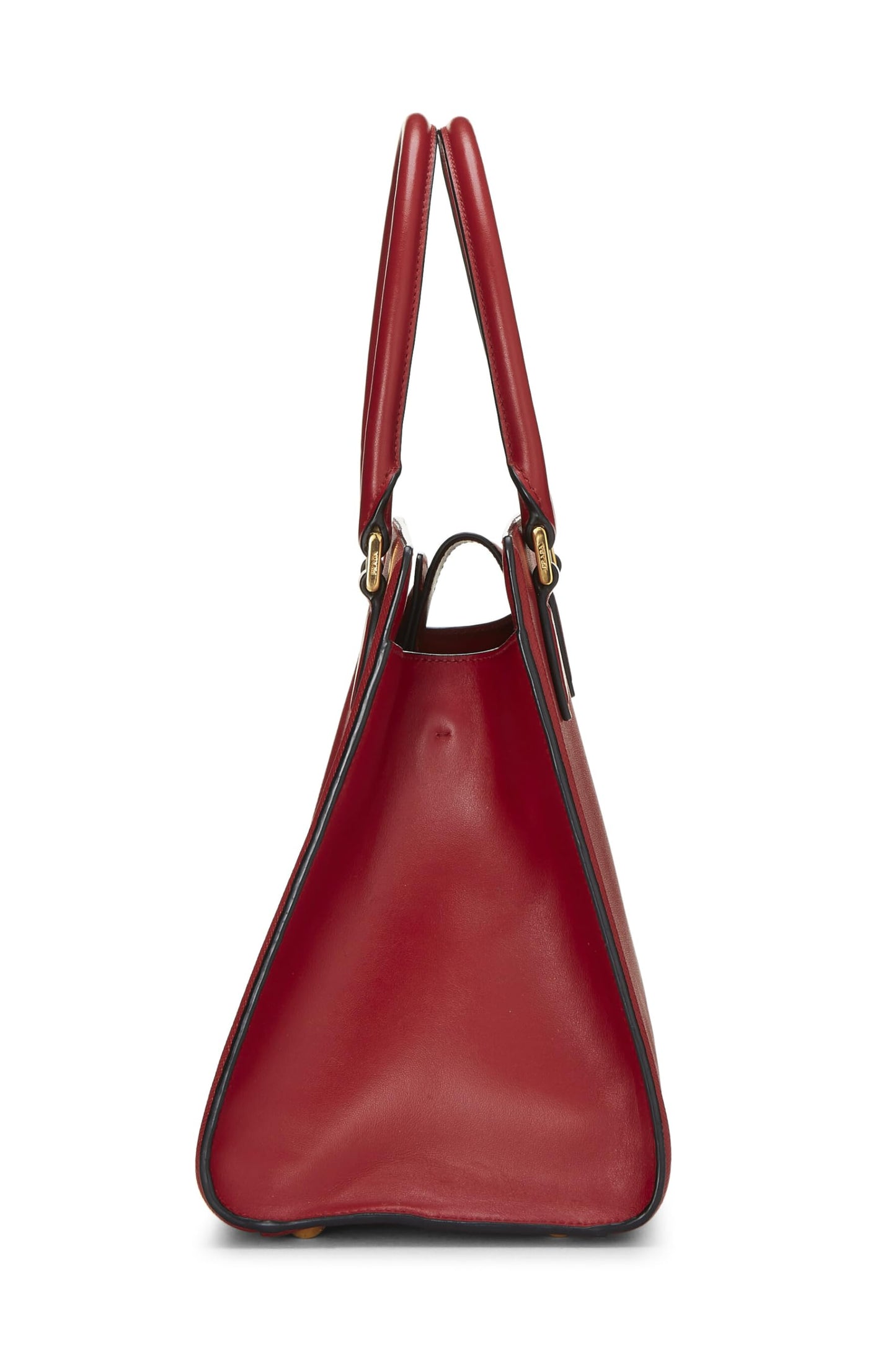 Prada, sac à main convertible en cuir Saffiano rouge d'occasion, rouge