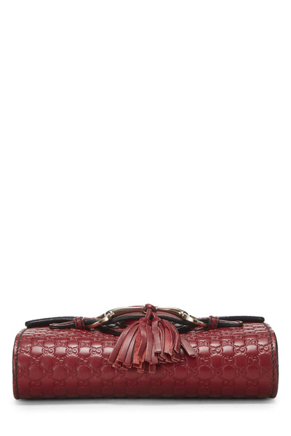 Gucci, sac à bandoulière Emily Chain en cuir Microguccissima rose d'occasion, rouge