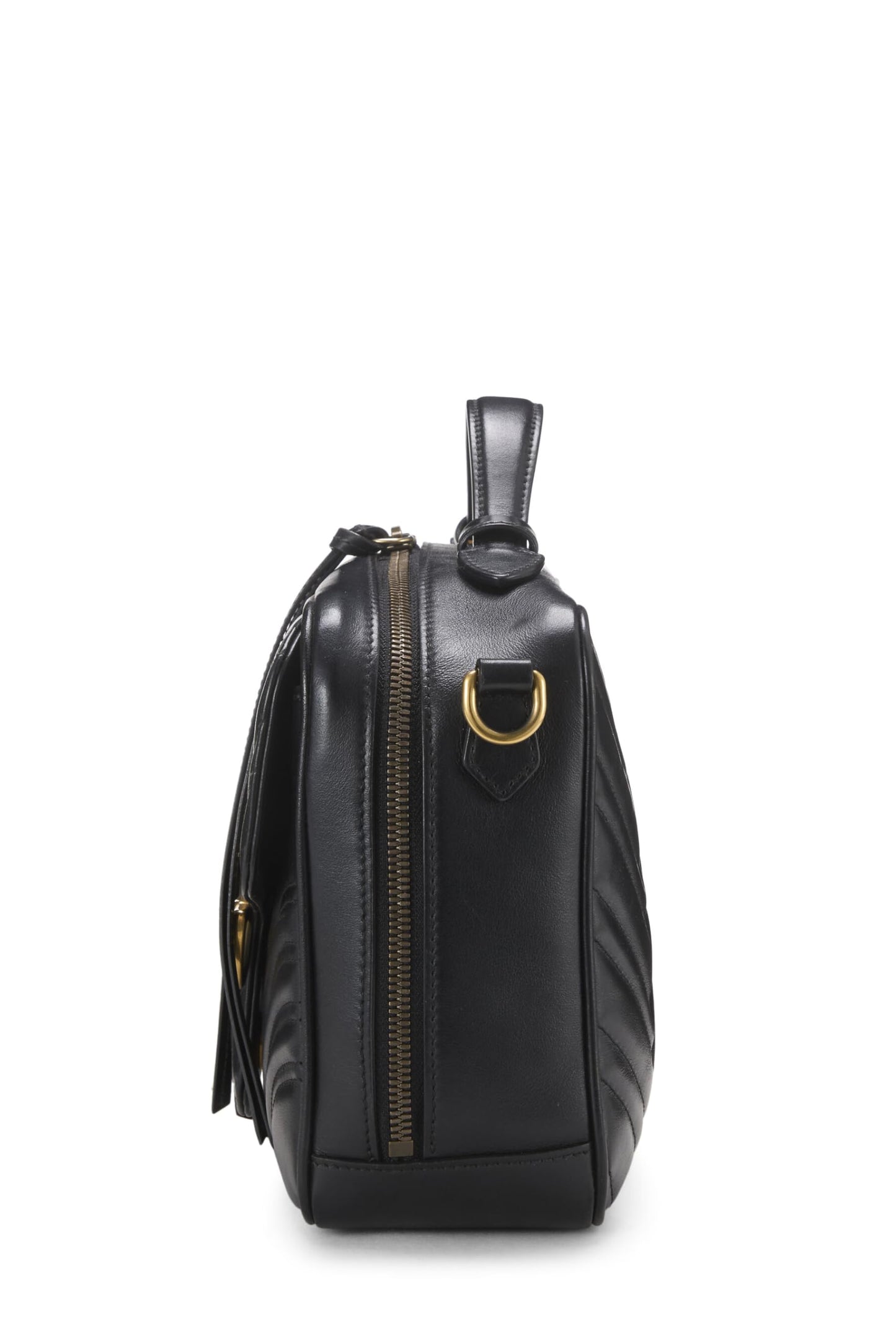 Gucci, sac à bandoulière GG Marmont en cuir noir d'occasion, petit modèle, noir