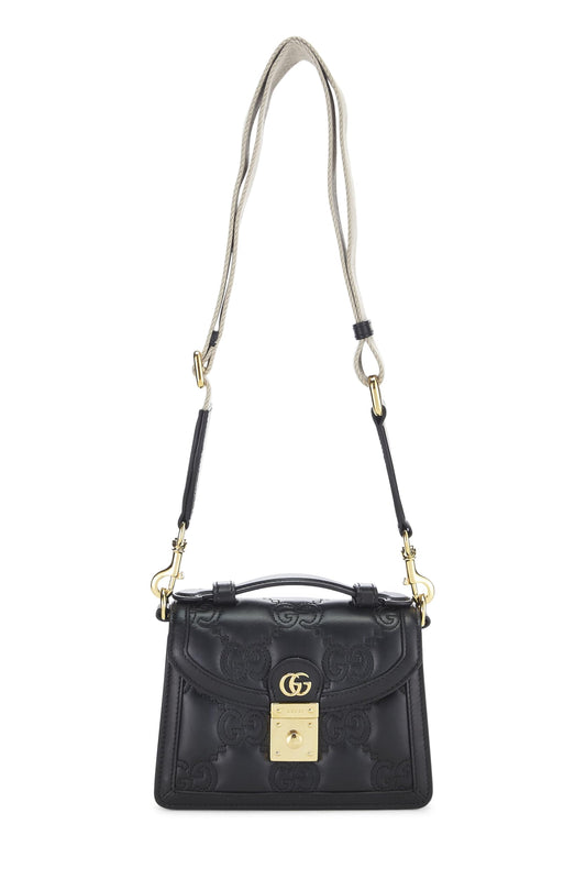 Gucci, petit sac à main en cuir matelassé GG noir d'occasion, noir