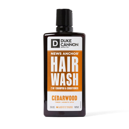 Duke Cannon Supply Co. NEWS ANCHOR® 2-IN-1 HAIR WASH 14oz CEDARWOOD