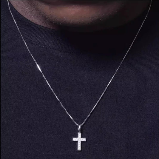 Full Diamond Cross Pendant Necklace Men's And Women's Clavicle Chain