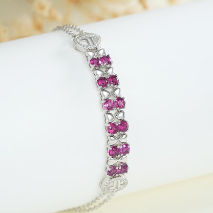 Pulsera de plata de ley S925 con granate morado para mujer, joyería de lujo ligera con circonitas a la moda