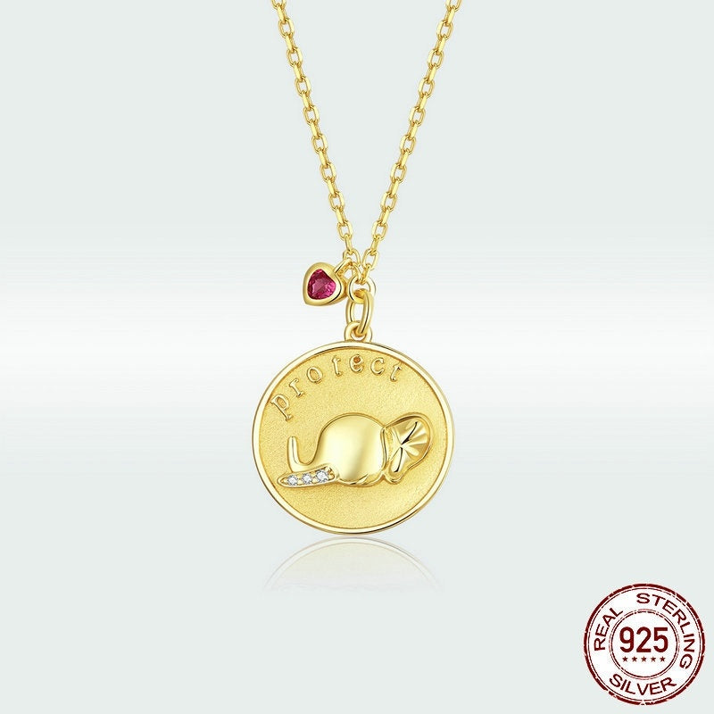 Collar de oro real con elefante en relieve Love Animals