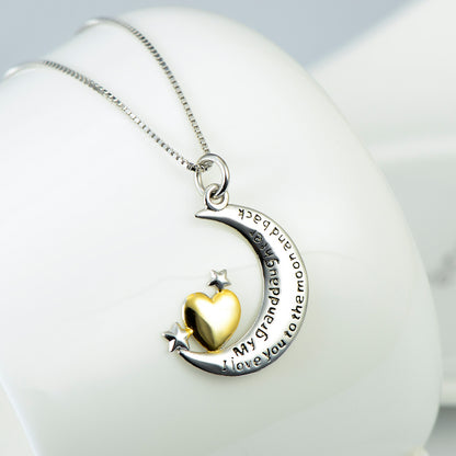 Moon &Star Shape Pendant 925 Silver Necklace