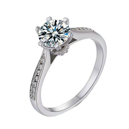 Bague ronde luxueuse incrustée de moissanite de couleur D pour femme