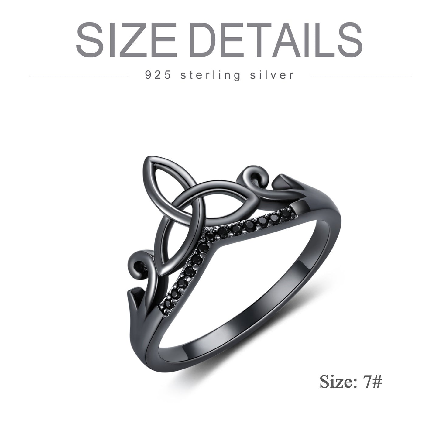 Bagues celtiques noires en argent sterling