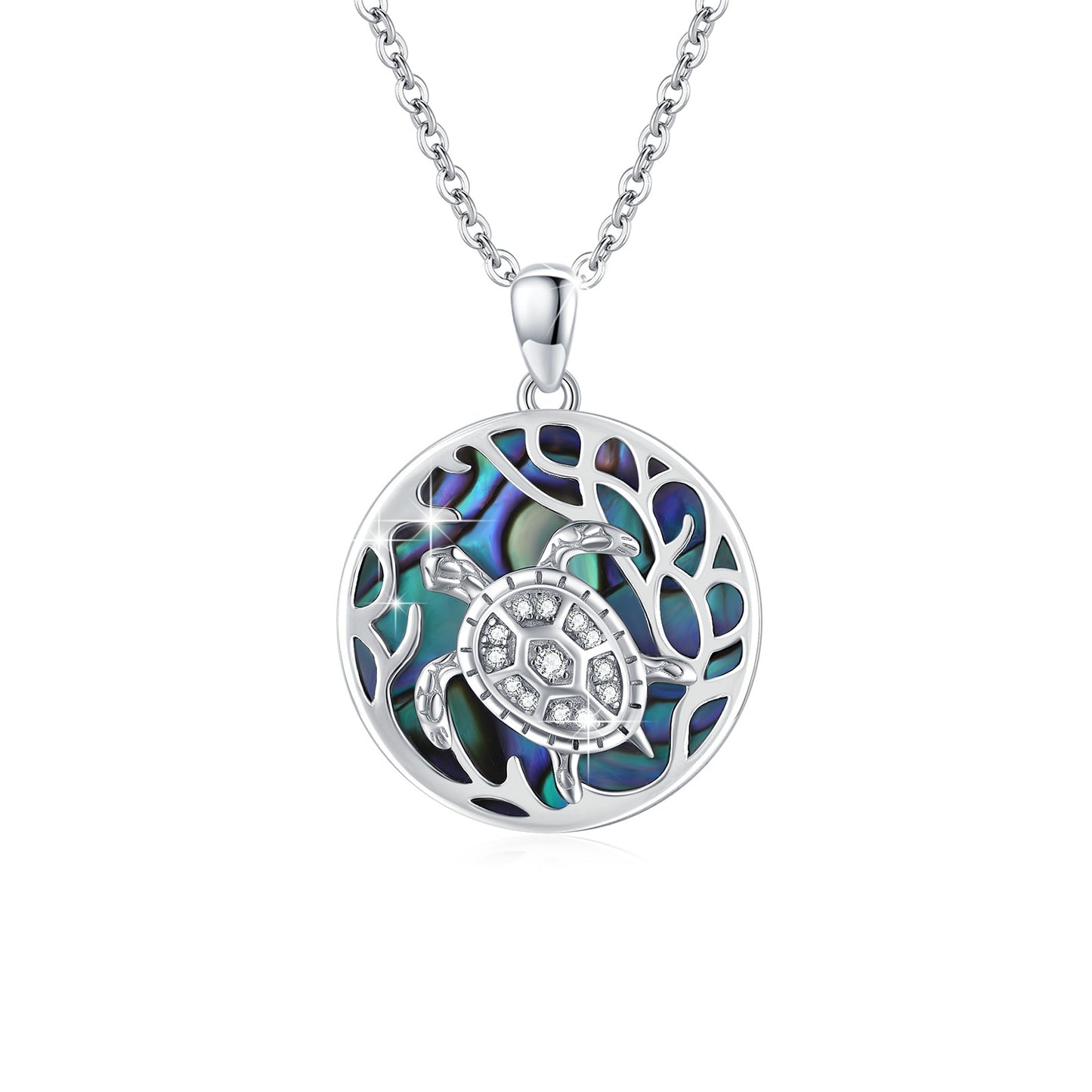 Collier avec pendentif tortue en coquillage d'ormeau en argent sterling 925 pour femmes et passionnées de l'océan