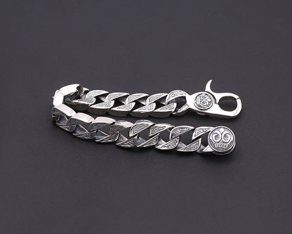 925 Sterling Silver Jewelry Retro Personality Men's Thick Creative Spring Hole Pop Bracelet