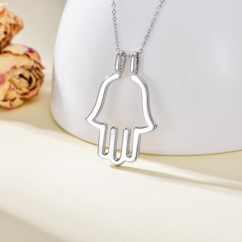 Collier pendentif porte-bague main de Fatima en argent sterling