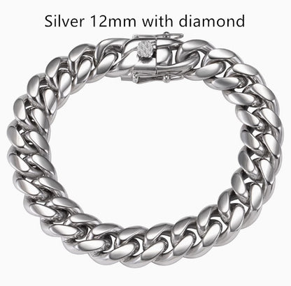 Men's Cuban Link Chain Titanium Steel Silver