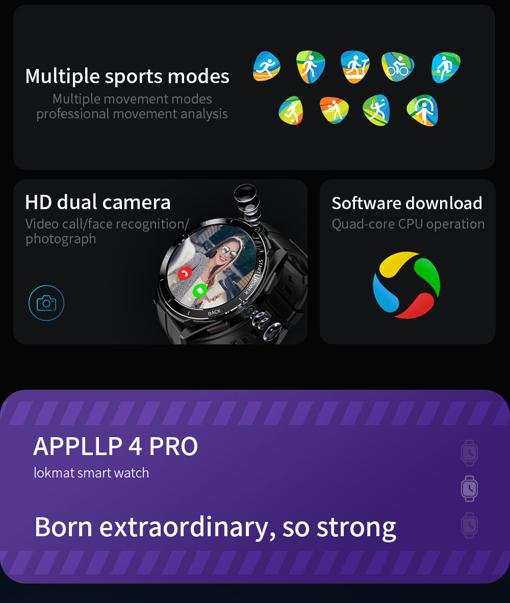 Nuevo reloj inteligente Appllp4 Pro 4G con inserción de tarjeta para hombre, reloj de 6,128 G con doble foto, 16 pulgadas, regalo de Navidad