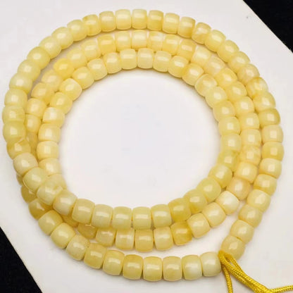 Perles de Bouddha coupées droites en cire d'abeille naturelle, accessoires d'artisanat à l'huile de poulet