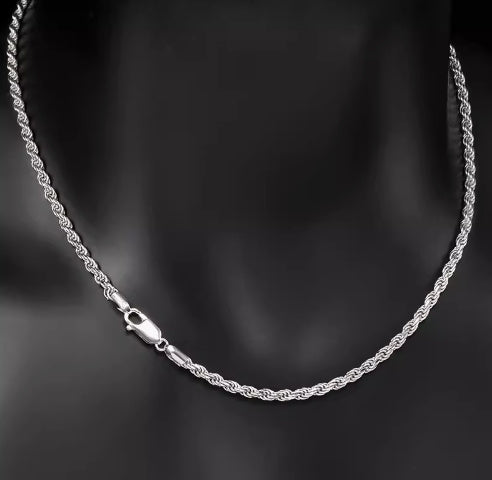 Collier à chaîne torsadée en pâte frite plaquée en argent sterling S925 pour hommes et femmes