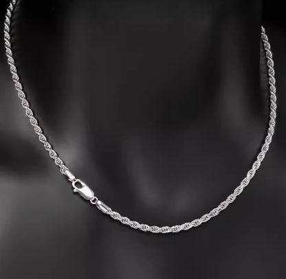 Collar de cadena con giros de masa frita bañado en plata de ley S925 para hombres y mujeres