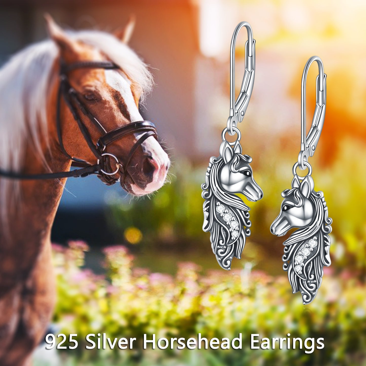 Pendientes colgantes con forma de caballo en plata de ley, joyería, regalos