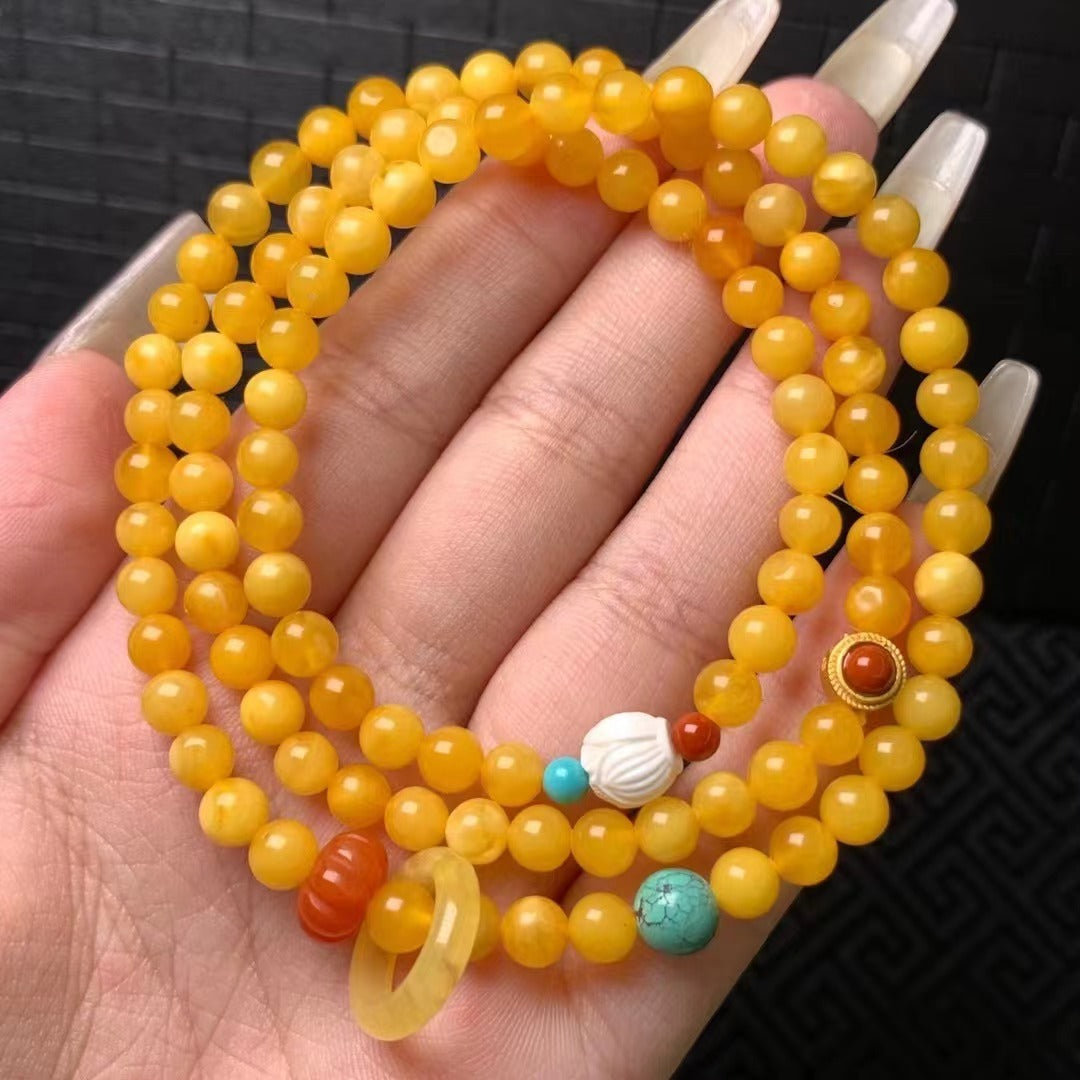 Pulsera multicírculo de cera de abejas natural y cera de flores de miel vieja