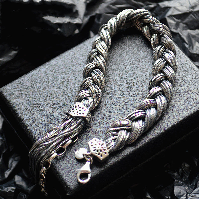 925 Sterling Silver Twist Dreadlocks Bracelet For Women